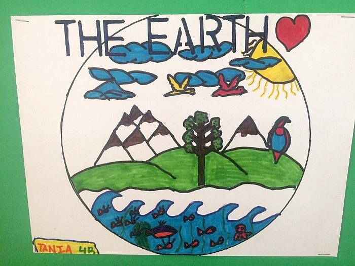 The halls of Antilles School were decorated with posters extolling the environment.