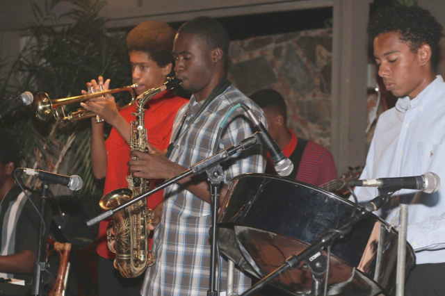 Members of the Virgin Islands Youth Ensemble perform one of their biweekly performances at the Old Stone Farmhouse restaurant in St. Thomas. (Photo provided by Branford Parker)