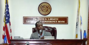Sen. Wayne James chairs a 2009 hearing on St. Croix. (Bill Kossler photo)