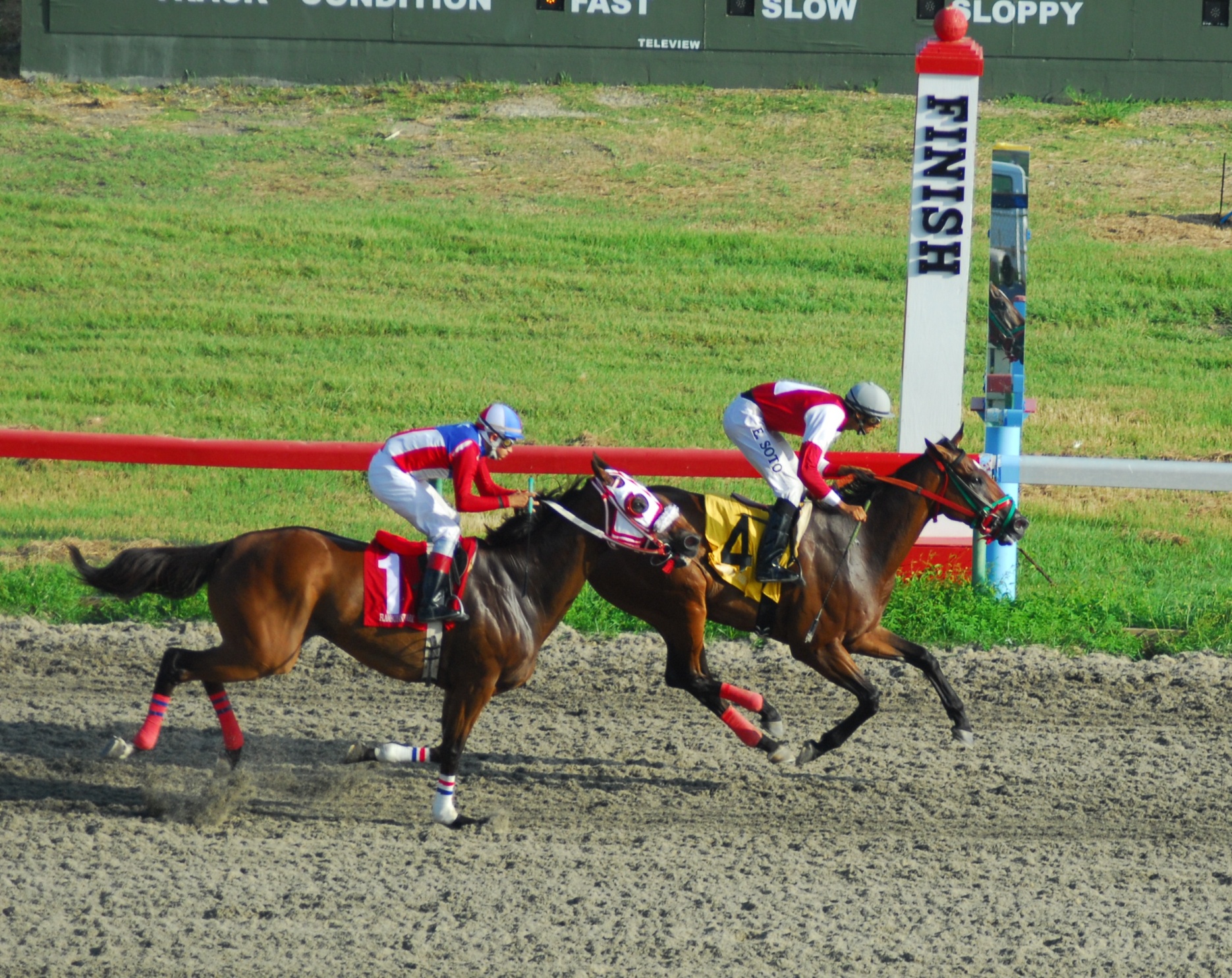 Bruno's Burst takes Sunday's feature by three-quarters of a length.