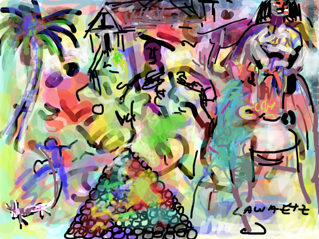 A digital piece of art done by Lawaetz on his iPad, 'Coconut Plantation.'
