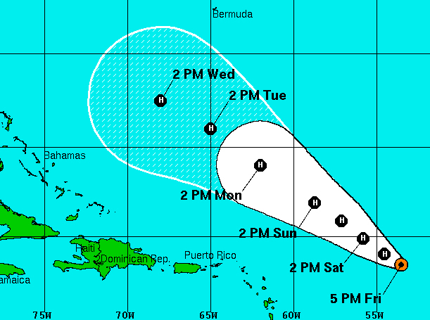 Predicted path of Hurricane Katia. (NOAA image)