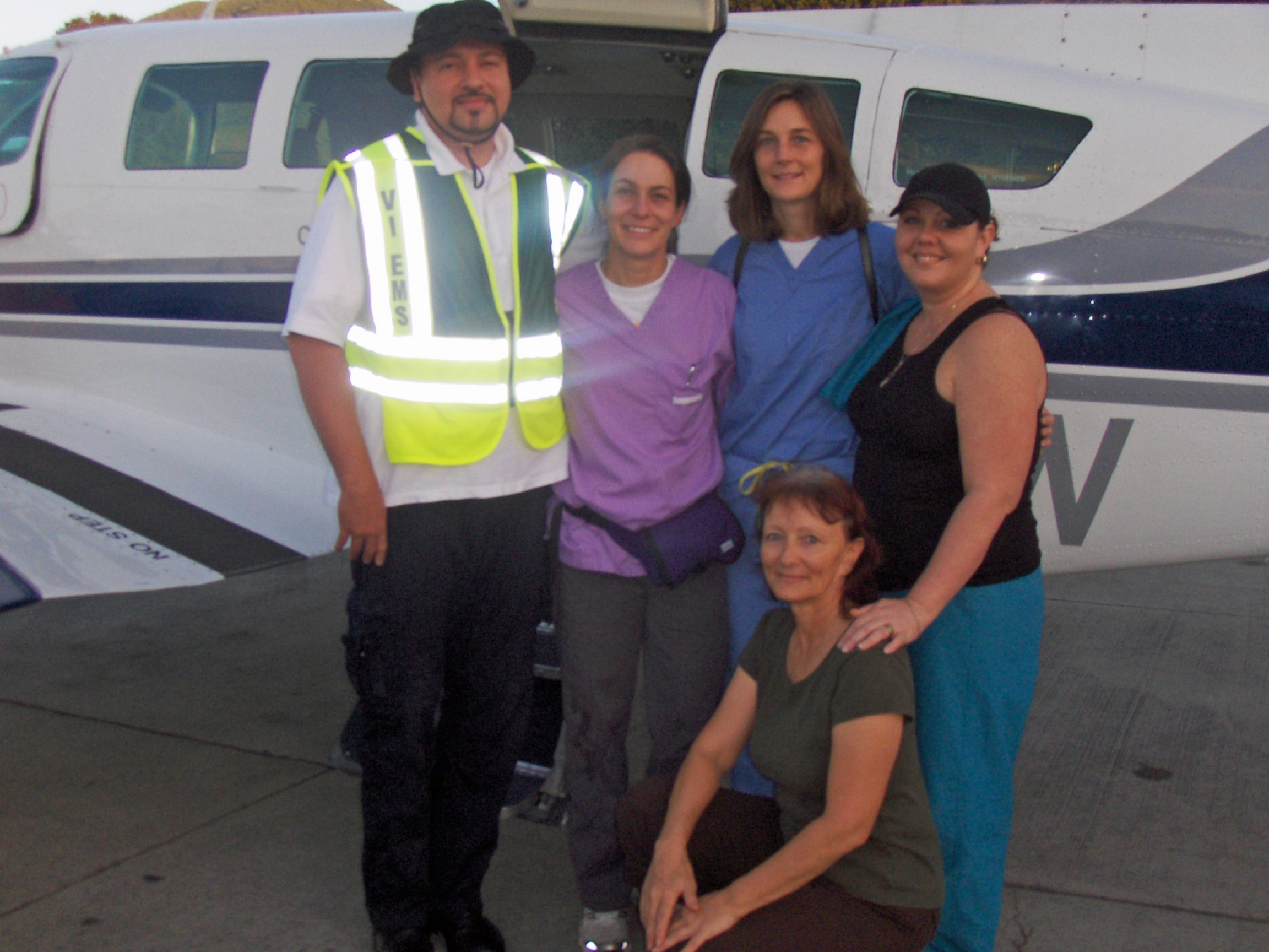 The latest Crazy Diamonds are (from left) EMT Lisle Evelyn, Drs. Catherine Colby and Kathleen Hunt, nurse Brandi Cook, with logician Chloe Beyer (front).