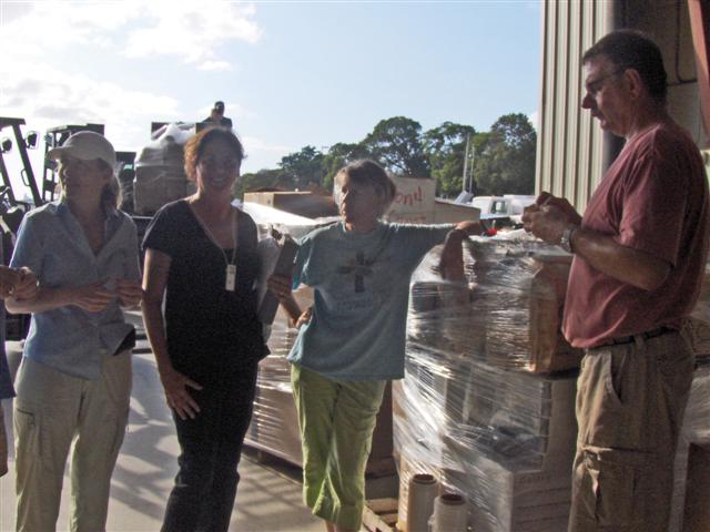 Carmen Partridge USVI Haitian Relief founder, and volunteers Swazi Clarity, Corrine Van Rensselaer and Peter Patterson (pictured from left).