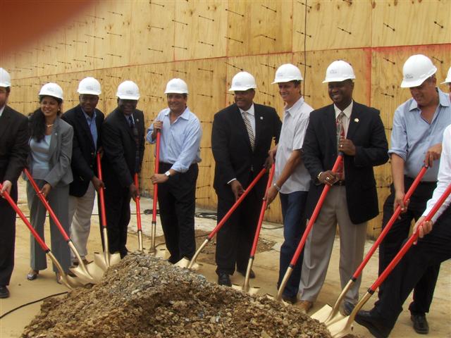 Mountain Top ground is broken by stakeholders in the new facility. Gov. John deJongh Jr. is fourth from right, next to owner Abe Franco to his left.