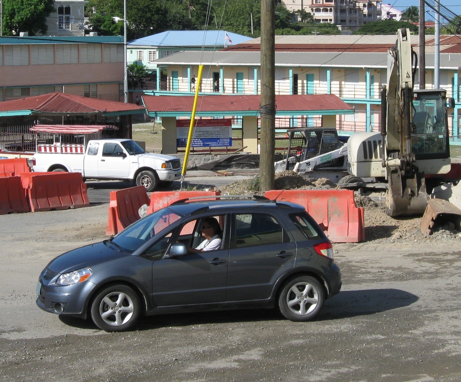 Work on the Cruz Bay roundabout is expected to finish by the end of June. 