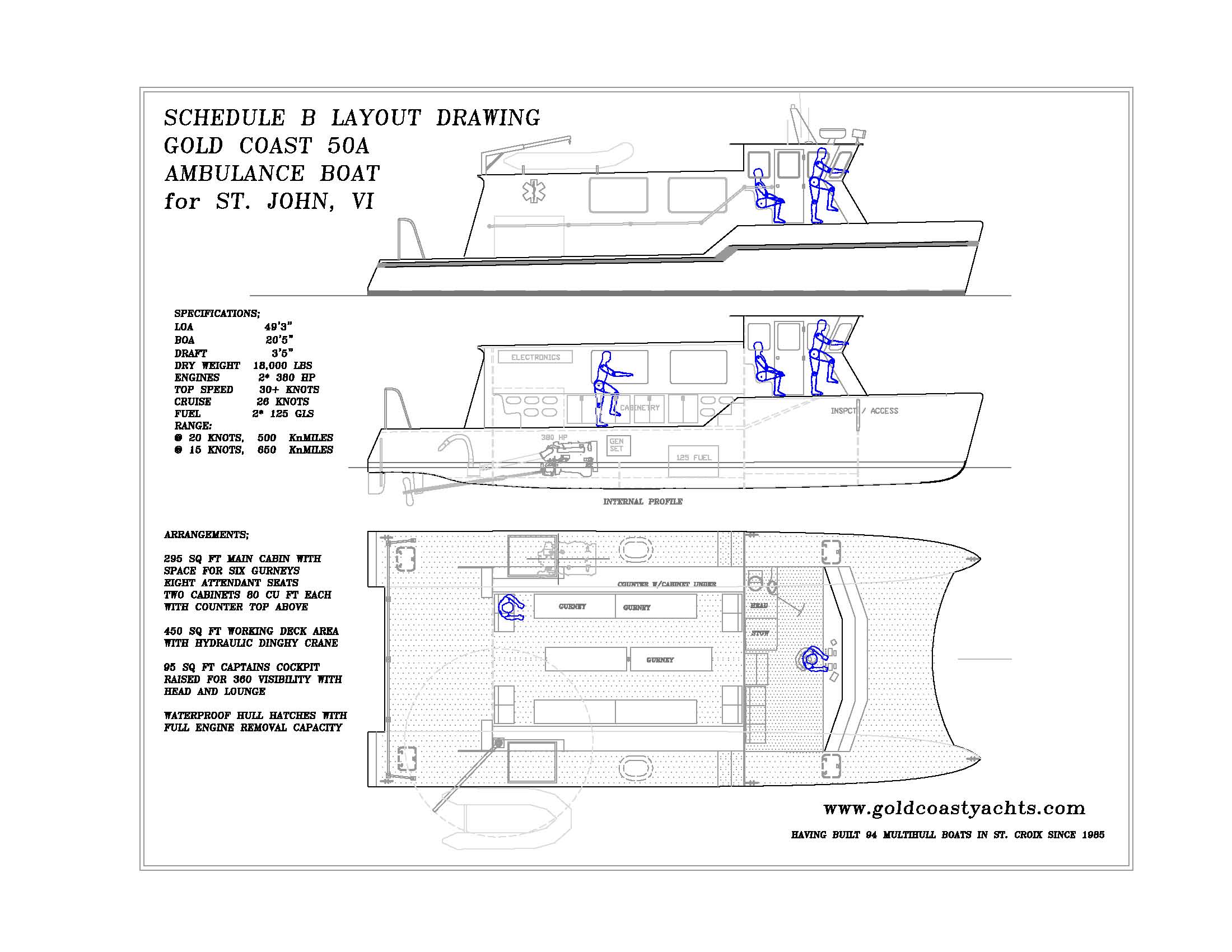 Pictured are the design drawings for the proposed ambulance boat (Illustration courtesy Government House).