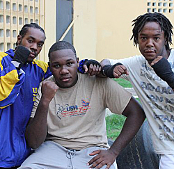 V.I. amateur fighters Khamarley Mombelly (from left), Clayton Laurent and Nixon Andrew.