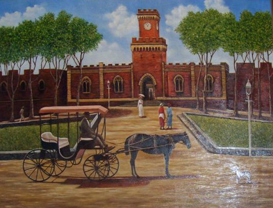 Ray Miles's painting shows the fort in an earlier, more elegant time.