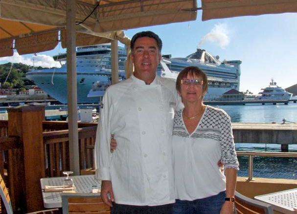 Patricia LaCorte and her chef, Kevin McCaffrey, on the deck of Grande Cru.