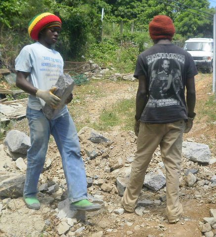 The task of moving rocks is not for the faint of heart.