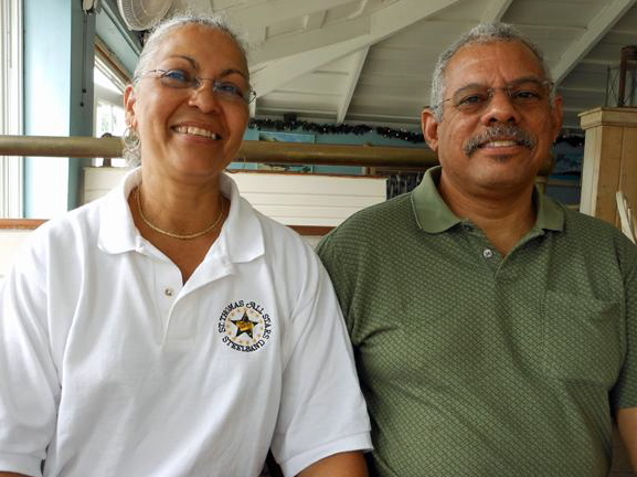 Judy and Eddie Bryan love talking about their years ith the St. Thomas All Stars Steel Orchestra.