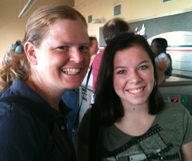 Willow Nelson (right) leaving for Chicago, with GHS science teacher Jane Coles. (Photo courtesy Good Hope School)