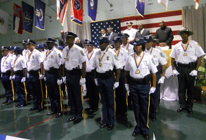 Newly minted officers at the National Guard Armory.