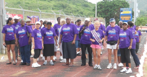 Cancer survivors ready to kick off the first lap.