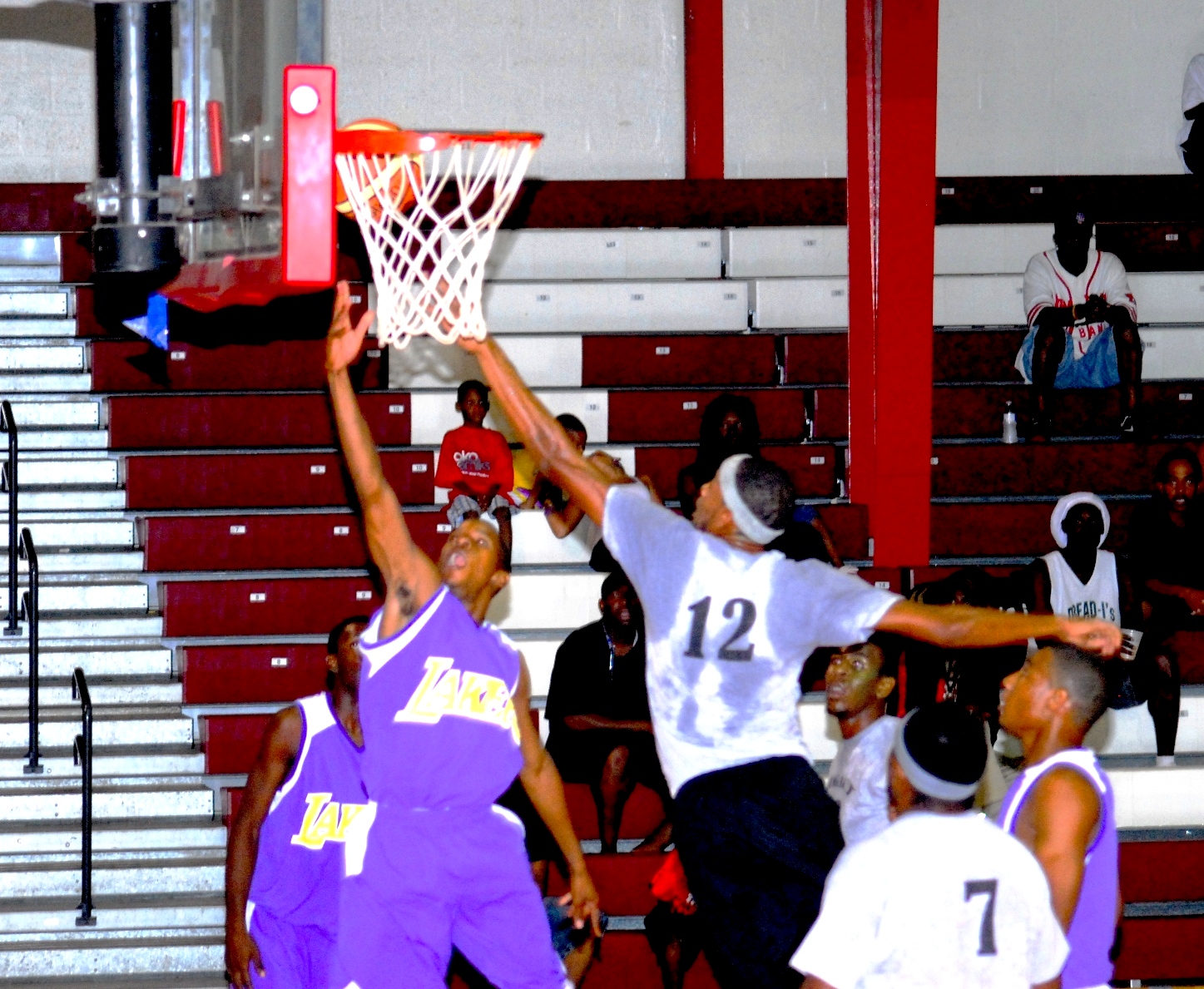Legacy&rsquo;s Sean Tutein (12), seen blocking a shot, was strong on both ends of the floor.