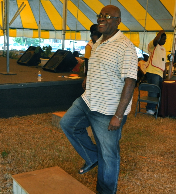 Ian Nero takes part in the Harvard Step Test at Sunday's Health Expo.