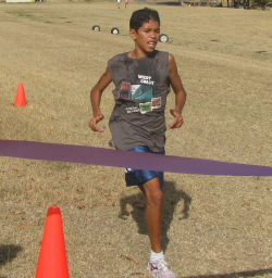 Adriel Sanes, 12, finished in first place for her age group.