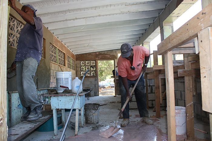 Ongoing repairs at Lionel Roberts Stadium.