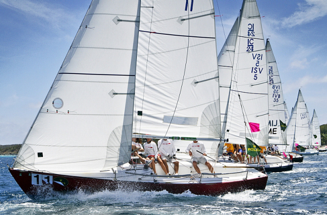 A fleet start for the 24-foot class; click to enlarge. (Photo courtesy Rolex / St. Thomas Yacht Club/Ingrid Abery)	 