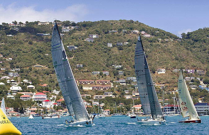 "Town race" in St. Thomas harbor; click to enlarge.. (Photo courtesy Rolex / St. Thomas Yacht Club/Ingrid Abery)