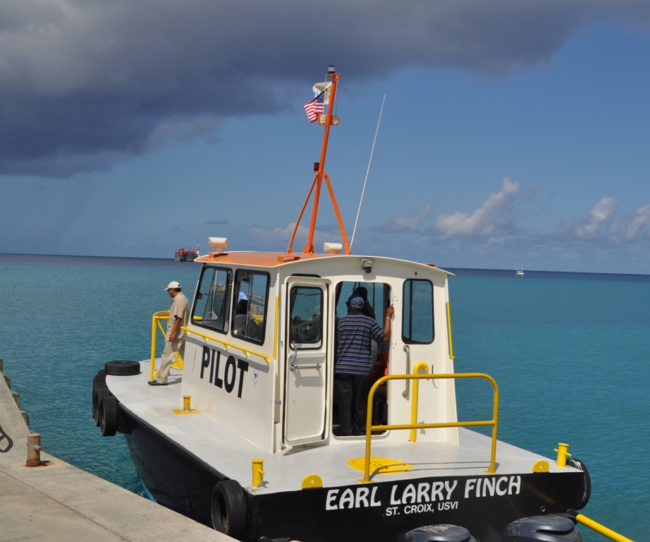 VIPA's newest pilot boat takes off from the Ann E. Abramson Marine Facility with Finch and family aboard.