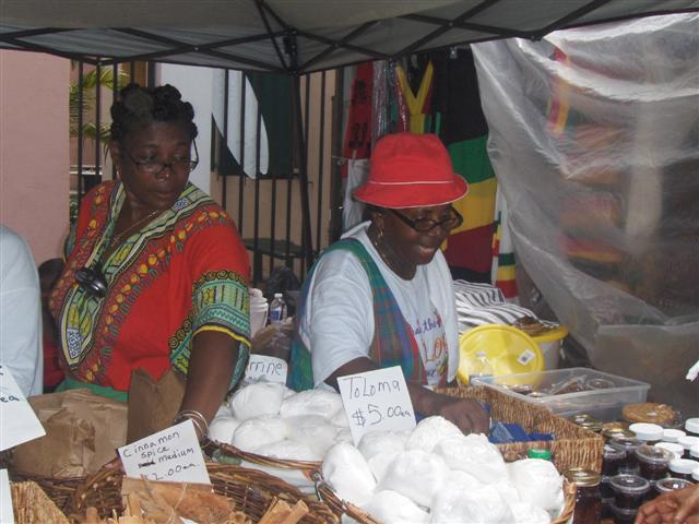 Miranda Isaac and Virginia Cuffy at their beloved spice booth.