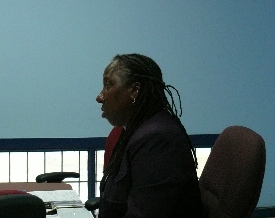 V.I. Waste Management Authority Executive Director May Cornwall at Thursday's meeting.