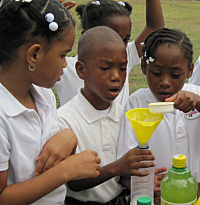 St. John Christian Academy kids at the V.I. Environmental Resource Station table.