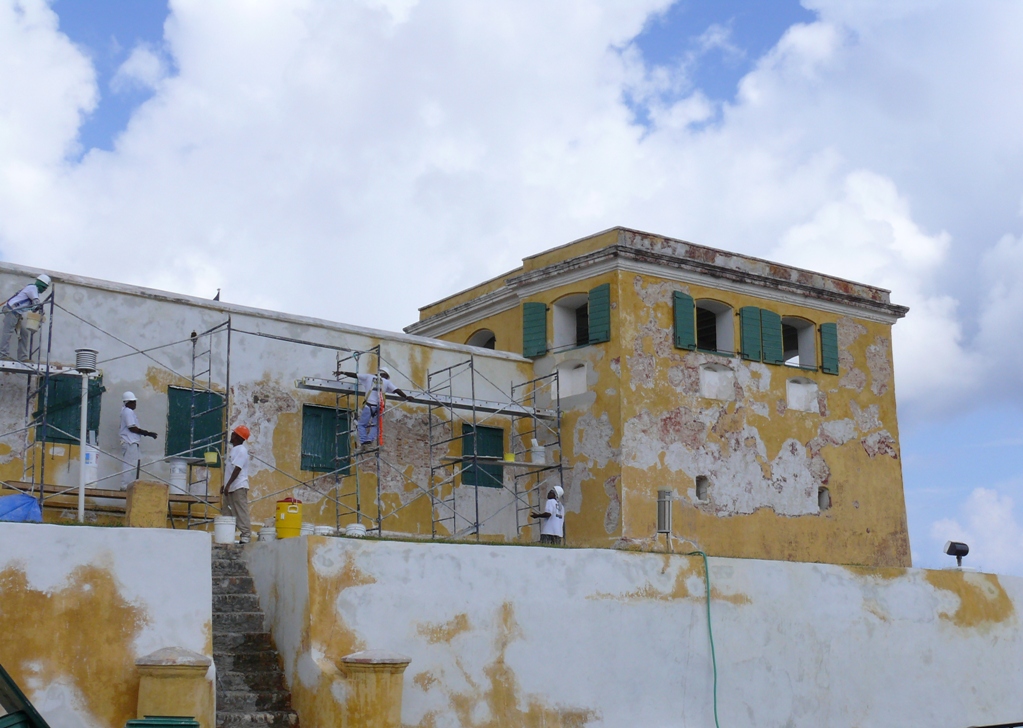 Renovations are under way at Fort Christiansvaern in Christiansted.
