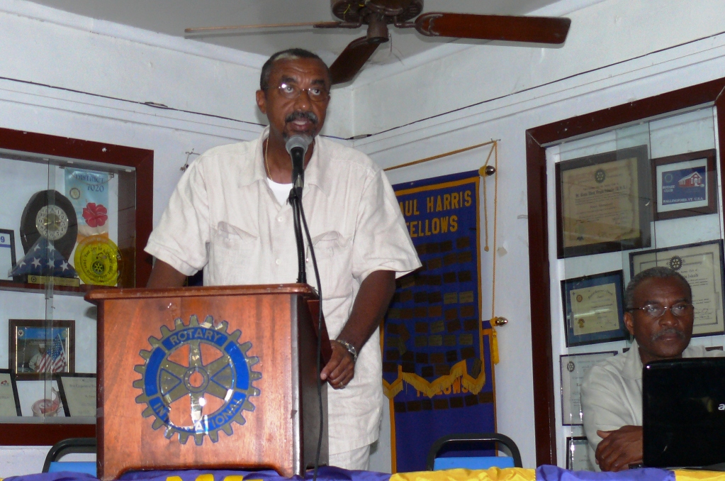 Gerard "Luz" James, president of the 5th V.I. Constitutional Convention, speaks to St. Croix Rotary West Tuesday evening.