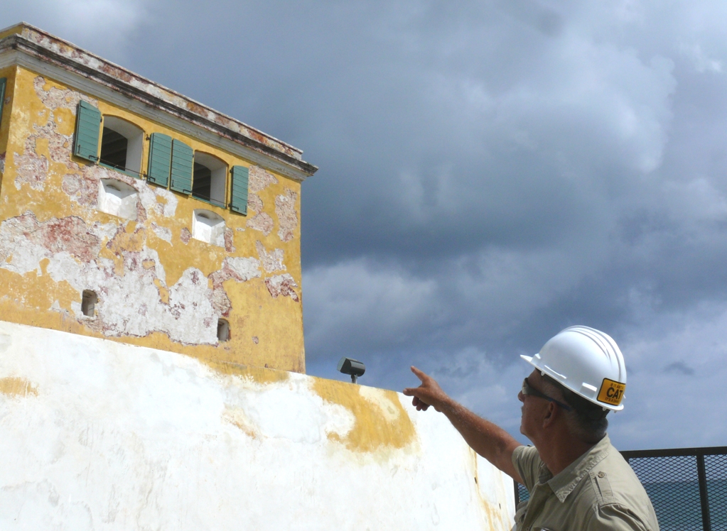 Edward Nassau of OTAK Group explains some of the renovations currently under way at Fort Christiansvaern.