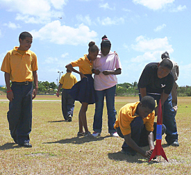 The Elena Christian rocketry team prepares for lift-off.
