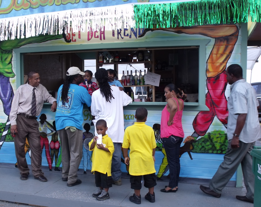 The rum shack was a popular Carnival destination Monday.