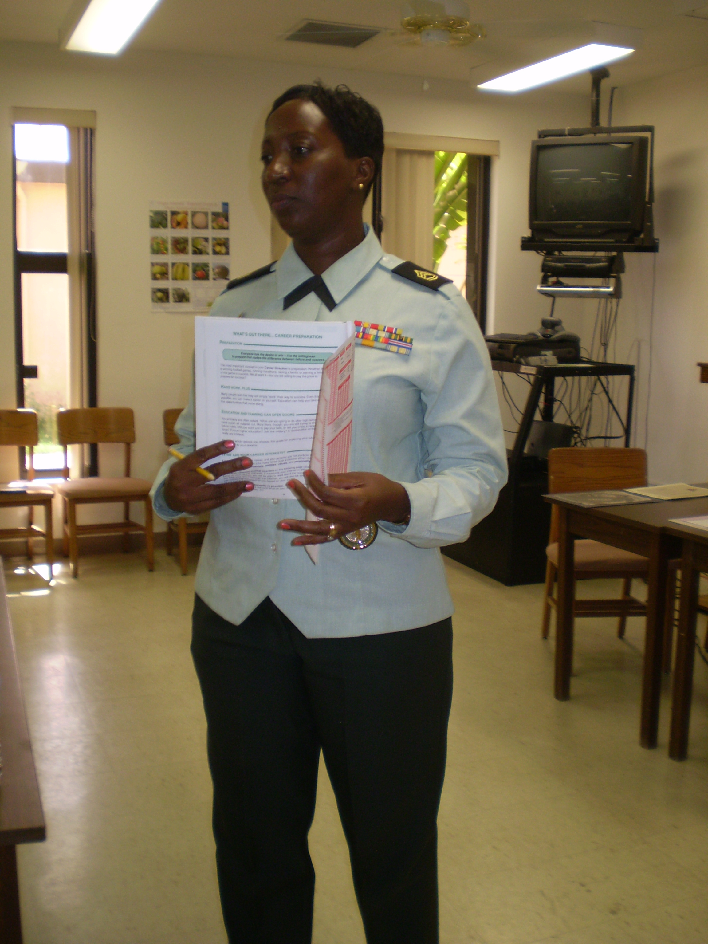 VING Sgt. Wendy Green spoke to the teens about careers in the National Guard.