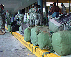 VING troops left Cyril E. King Airport for Europe in August 2009.