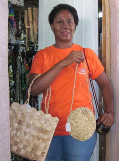 Yolanda Morton with some of her traditional Caribbean crafts.