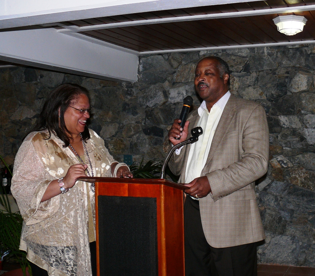 National Black Chamber of Commerce President Harry Alford addresses the St. Croix Chamber of Commerce as wife, Kay, looks on.