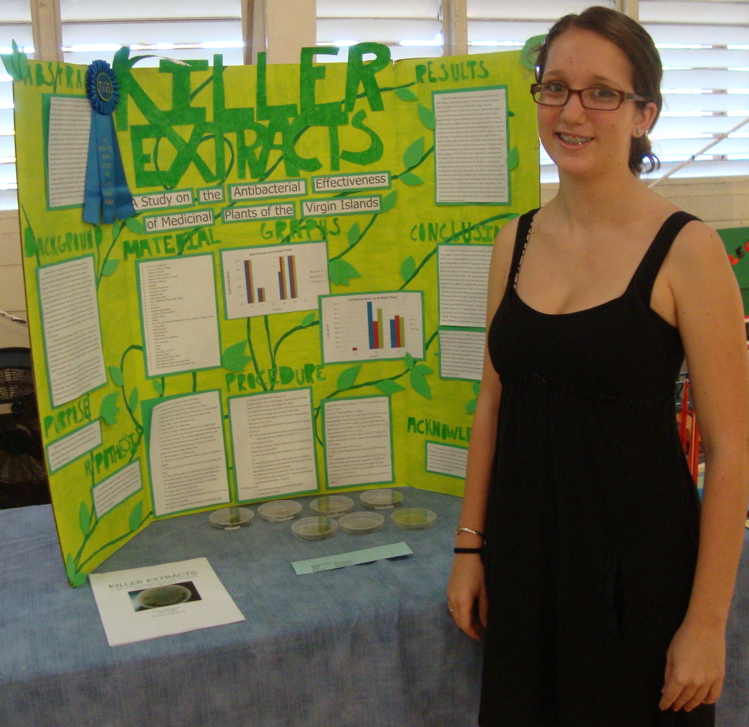 Eliza Mongeau displays her winning science project at Good Hope's Science Fair.