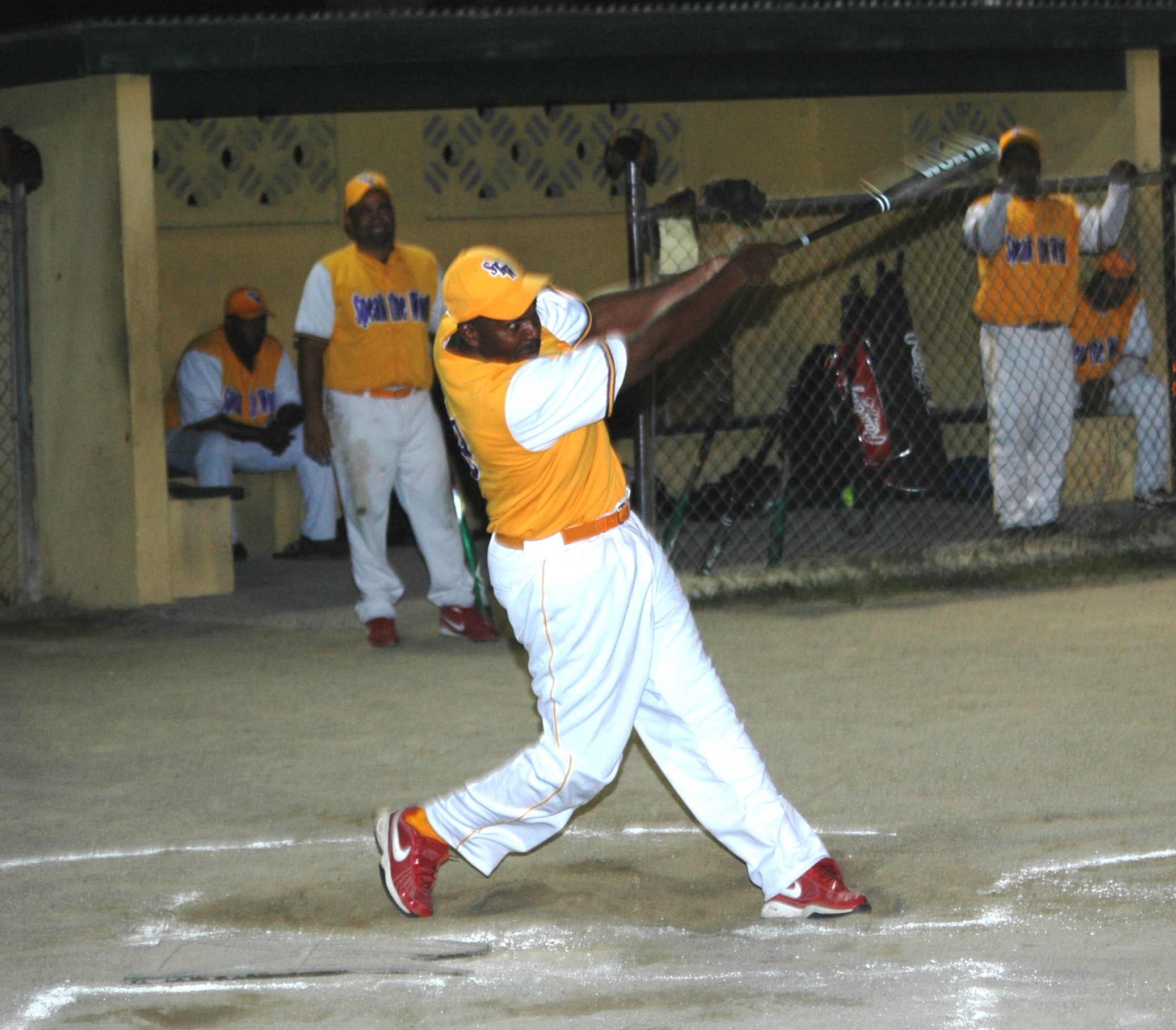 STW&rsquo;s Pickering blasts one of his two home runs in his team's upset of Softball Inc. 