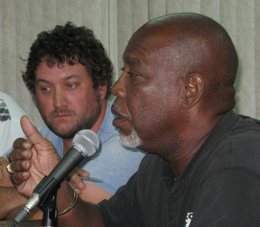 Former Sen. Robert O'Connor Jr. (foreground) spoke in support of a rezoning request for the new post office. 