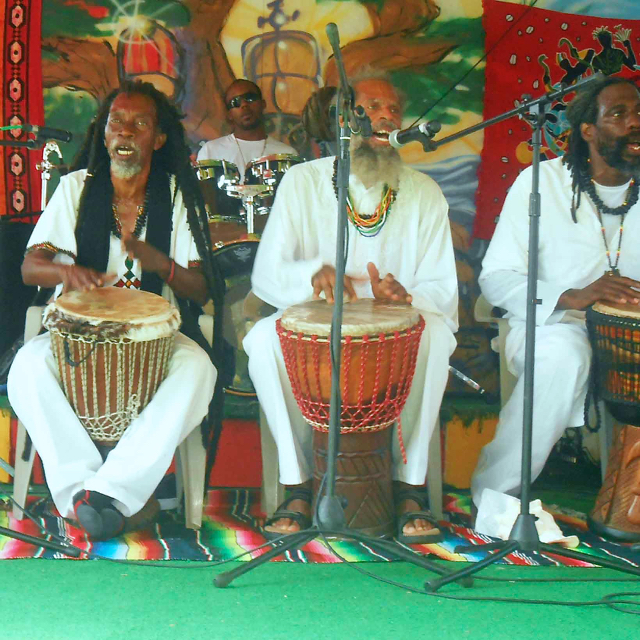 Echo People drum during the festival Saturday.