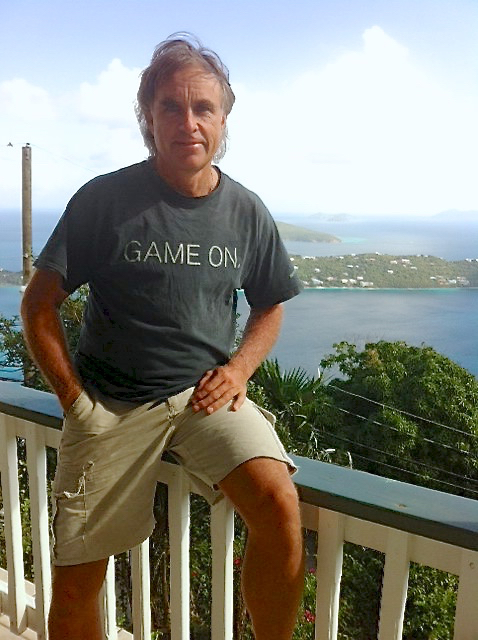 Freddie Rabuse at his home above Magens Bay.