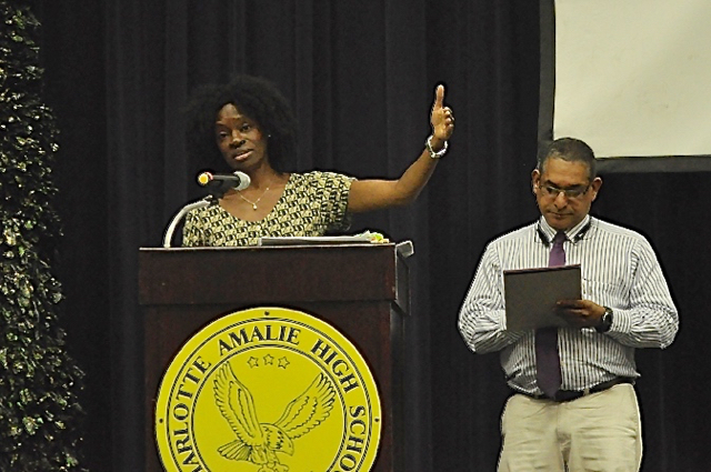 Monica Prosper and David Bornn of DRI introduce first of the monthly entertainment initiative.