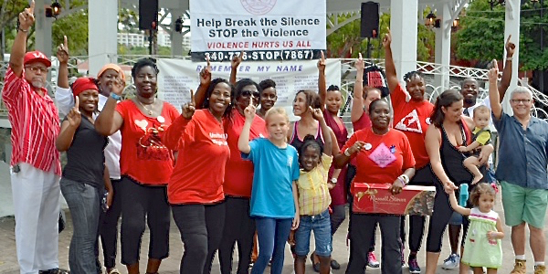 St. THomas residents take part in 'One Billion Rising' at Emancipation Garden (Photo provided by Family Resource Center)