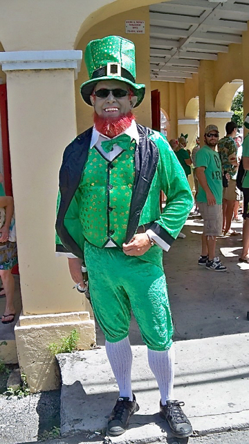 Ken Silva lent color (green, of course) by dressing as a leprechaun.