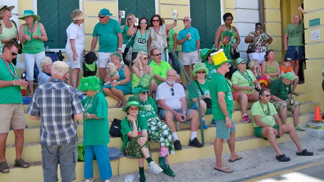 Government House steps were the perfect place for viewing the parade, and watching people in goofy green clothes. 