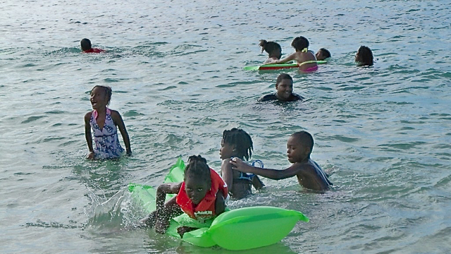 Kids swim at Cramer's Park.