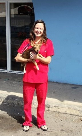 Veterinarian Michelle Halvorsen with a friend. (Photo submitted by M. Halversen)