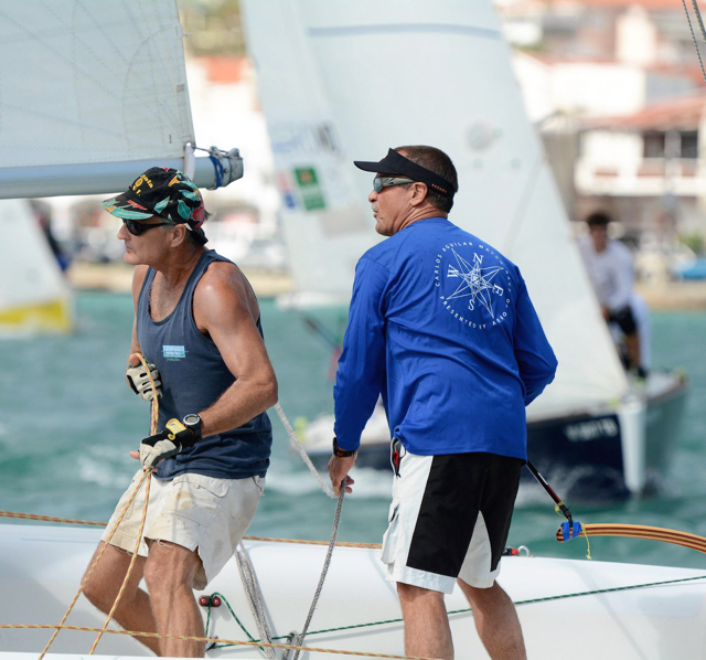 Peter Holmberg, right, and crew member Maurice Kurg race Saturday. (Dean Barnes photo)